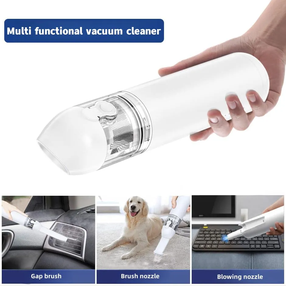 15000PA Cordless Handheld Vacuum Cleaner, Mini Portable Rechargeable with Stainless Steel HEPA Filters (White) - Image 6