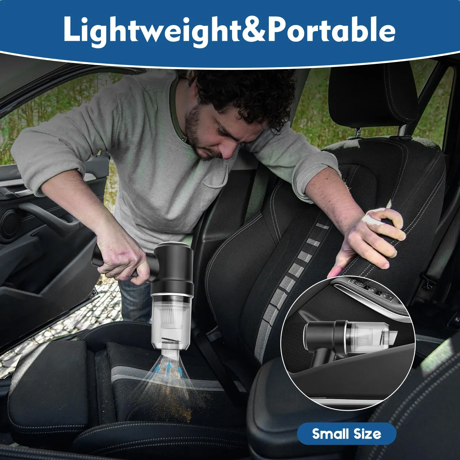 2-in-1 Wireless Handheld Car Vacuum Cleaner - 9000Pa Strong Suction, Type-C Fast Charging, Black - Image 6