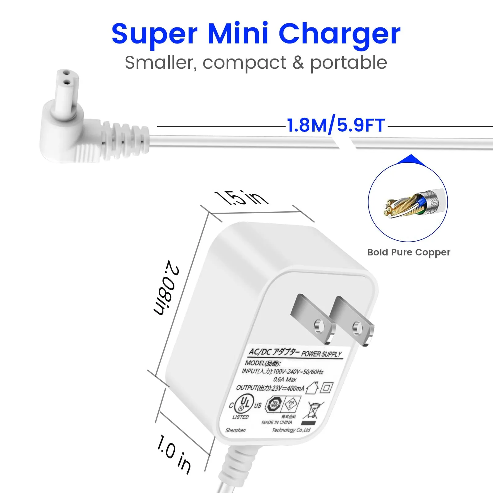 23V Charger for Black and Decker N511997 90602523-04 Cordless Vacuum with 5.9ft Power Cord - Image 3