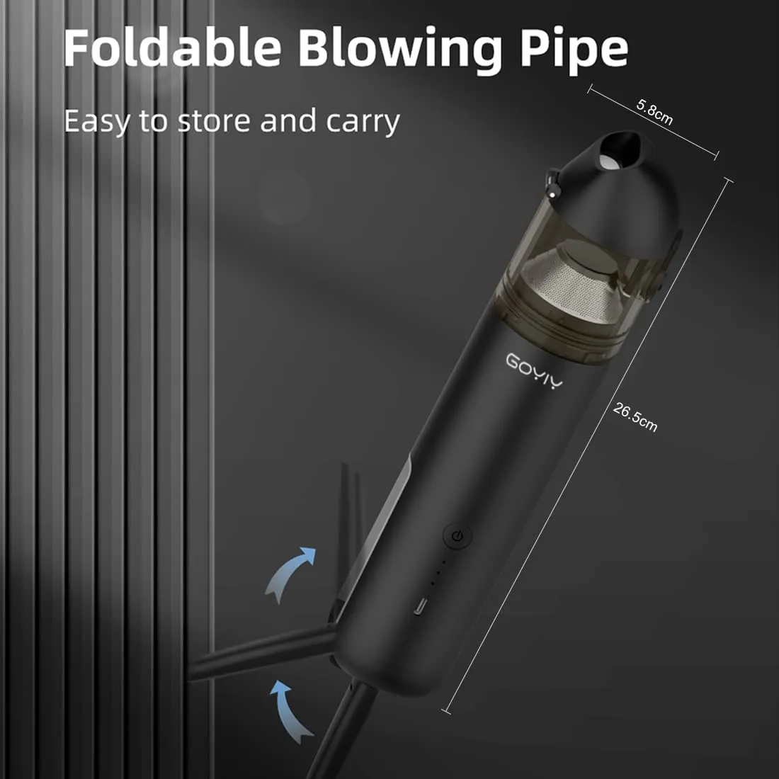 2 in 1 Car Vacuum Cleaner & Air Blower, Handheld Cordless 15000PA Suction, USB Charger (Black) - Image 2