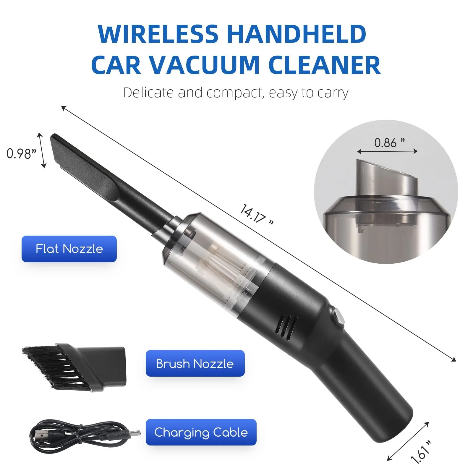 2 Pack Cordless Handheld Vacuum Cleaner for Insects & Dust - Mini, Rechargeable, Strong Suction, Black - Image 5