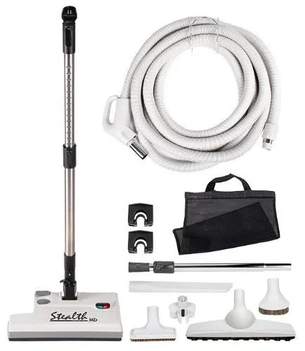 35ft Stealth Central Vacuum Accessory Kit - Direct Connect, Electric Power Brush & Hose