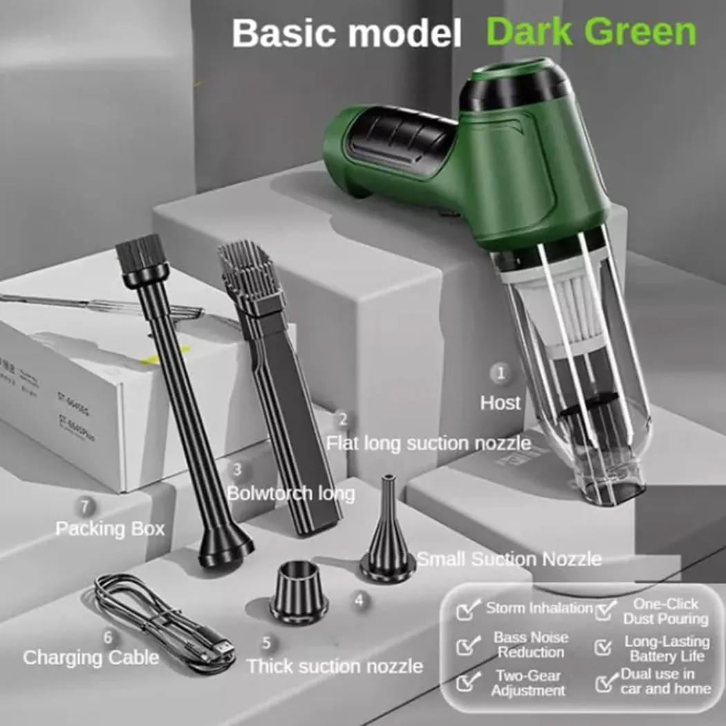 Airfy Pro 2 Car Vacuum Cleaner - 3-in-1 Powerful Suction, Fast Charging, Compact & Portable (Green) - Image 5