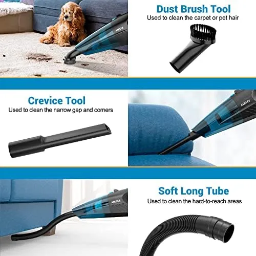 AIRSEE Handheld Vacuum, 13 KPA Cordless Mini Vacuum Cleaner with LED Light & 600ml Dust Cup - Image 4