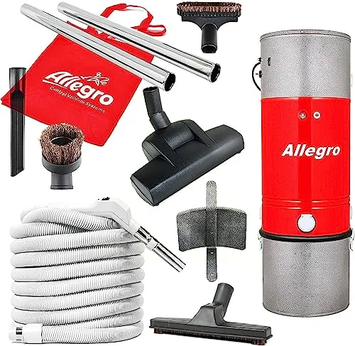 Allegro MU4500 Heavy Duty Central Vacuum System with Turbo Nozzle, 30ft Hose & Accessories
