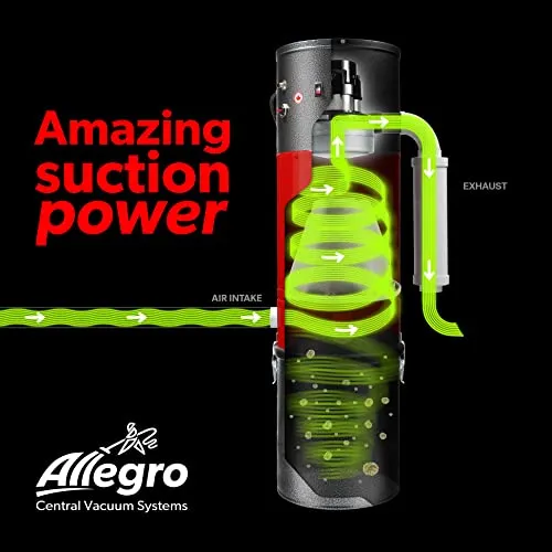 Allegro MU4500 Heavy Duty Central Vacuum System with Turbo Nozzle, 30ft Hose & Accessories - Image 4