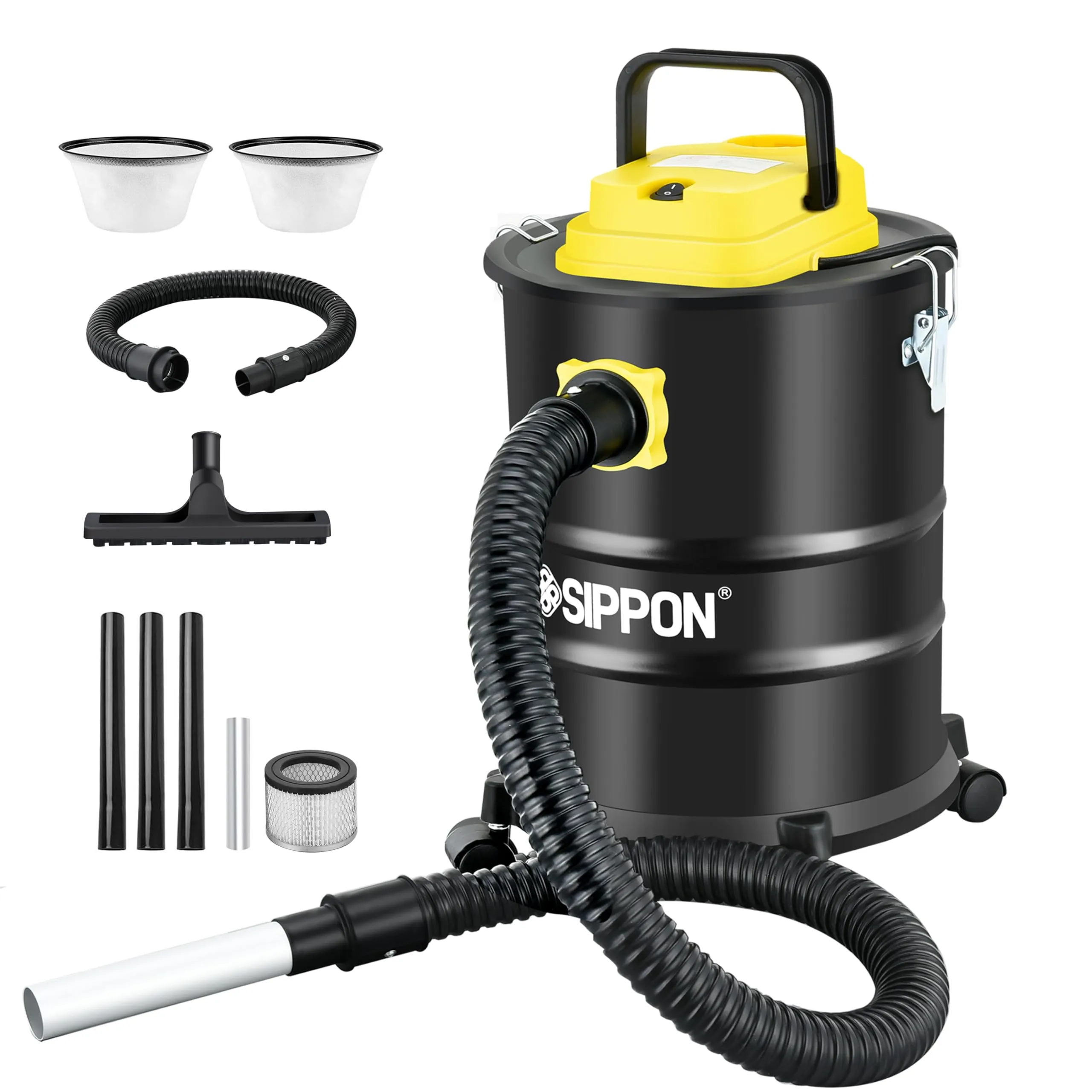 Ash Vacuum Cleaner 4 Gallon with Wheeled Base & 1000W Suction Power for Pellet Stoves & Fireplaces