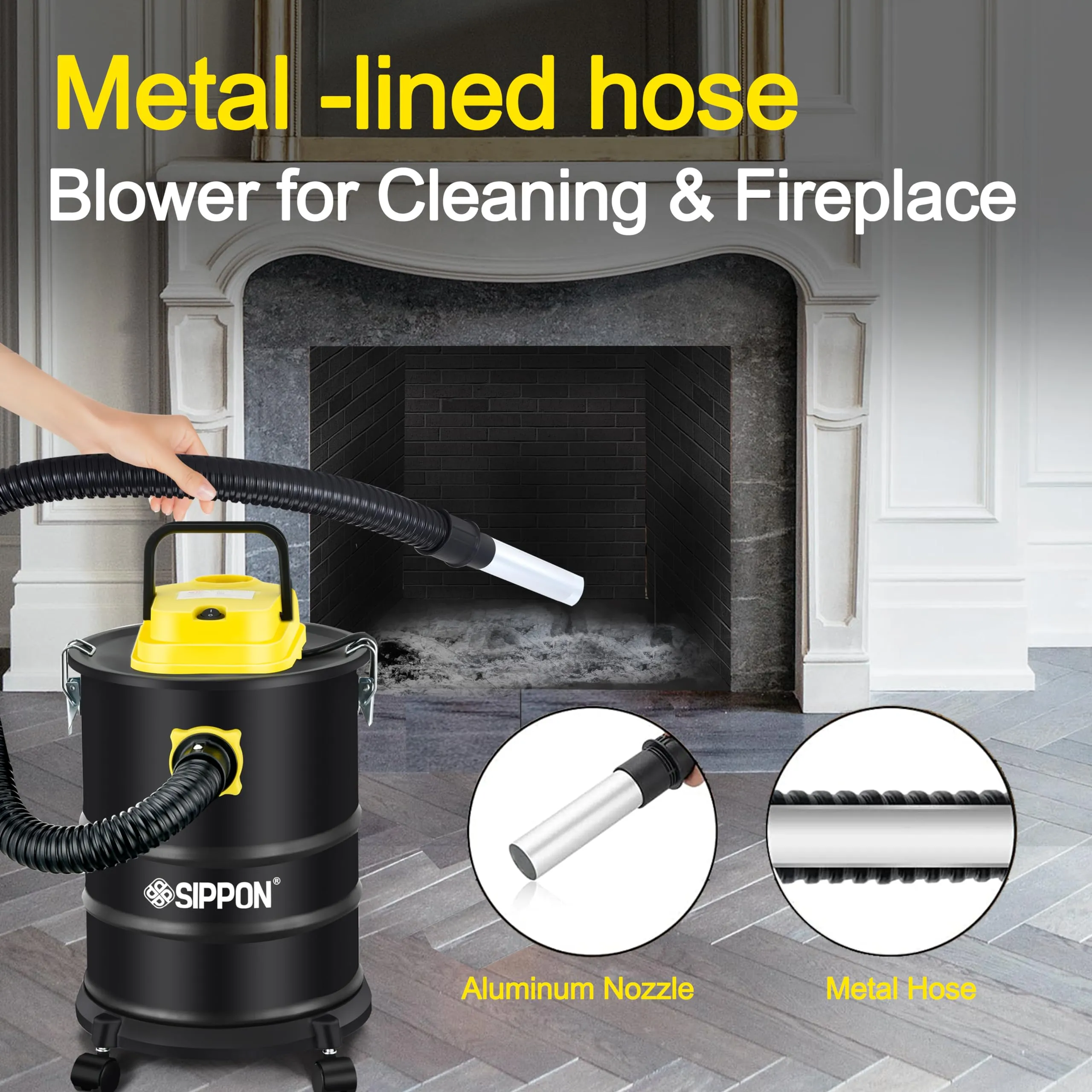 Ash Vacuum Cleaner 4 Gallon with Wheeled Base & 1000W Suction Power for Pellet Stoves & Fireplaces - Image 4