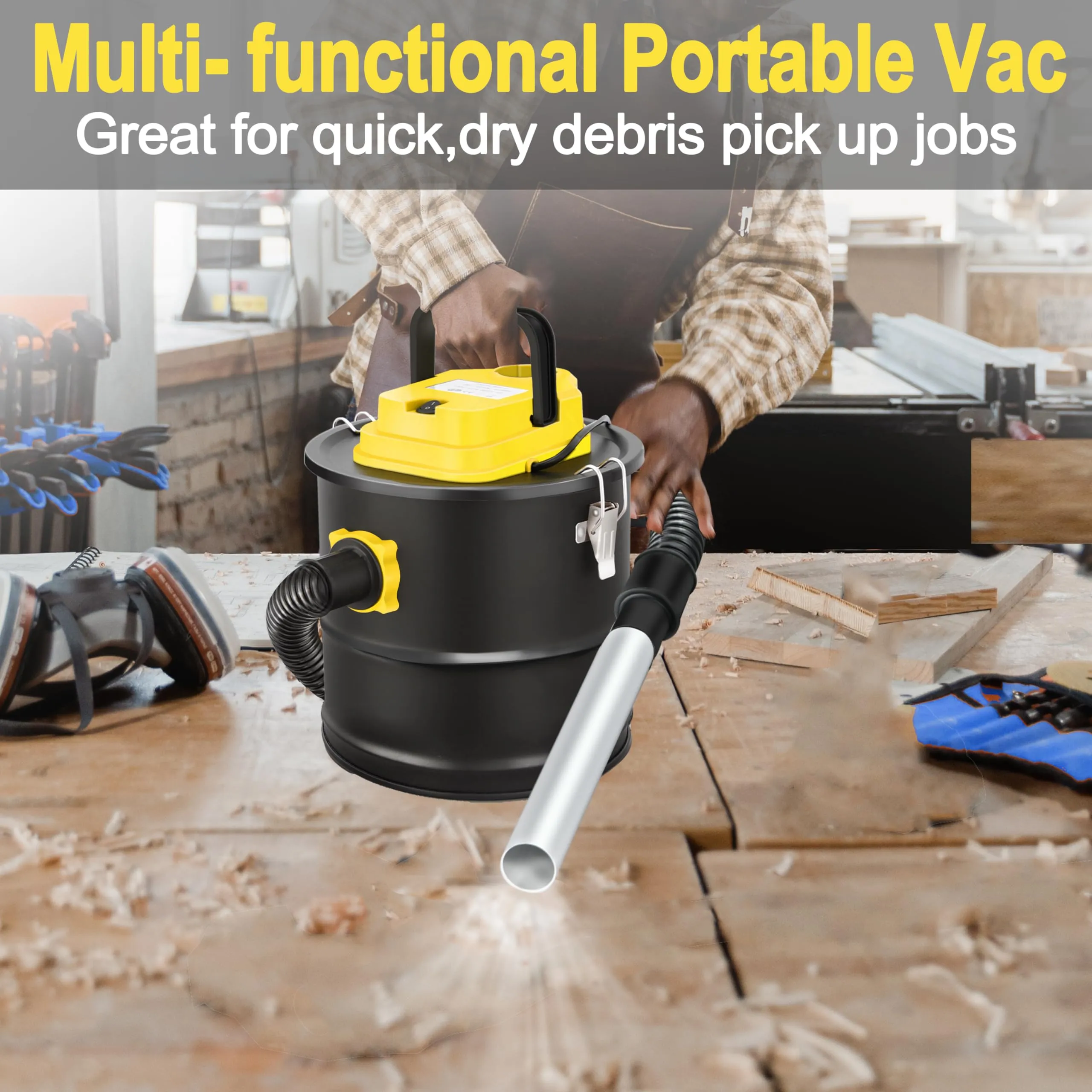 Ash Vacuum Cleaner 4 Gallon with Wheeled Base & 1000W Suction Power for Pellet Stoves & Fireplaces - Image 5