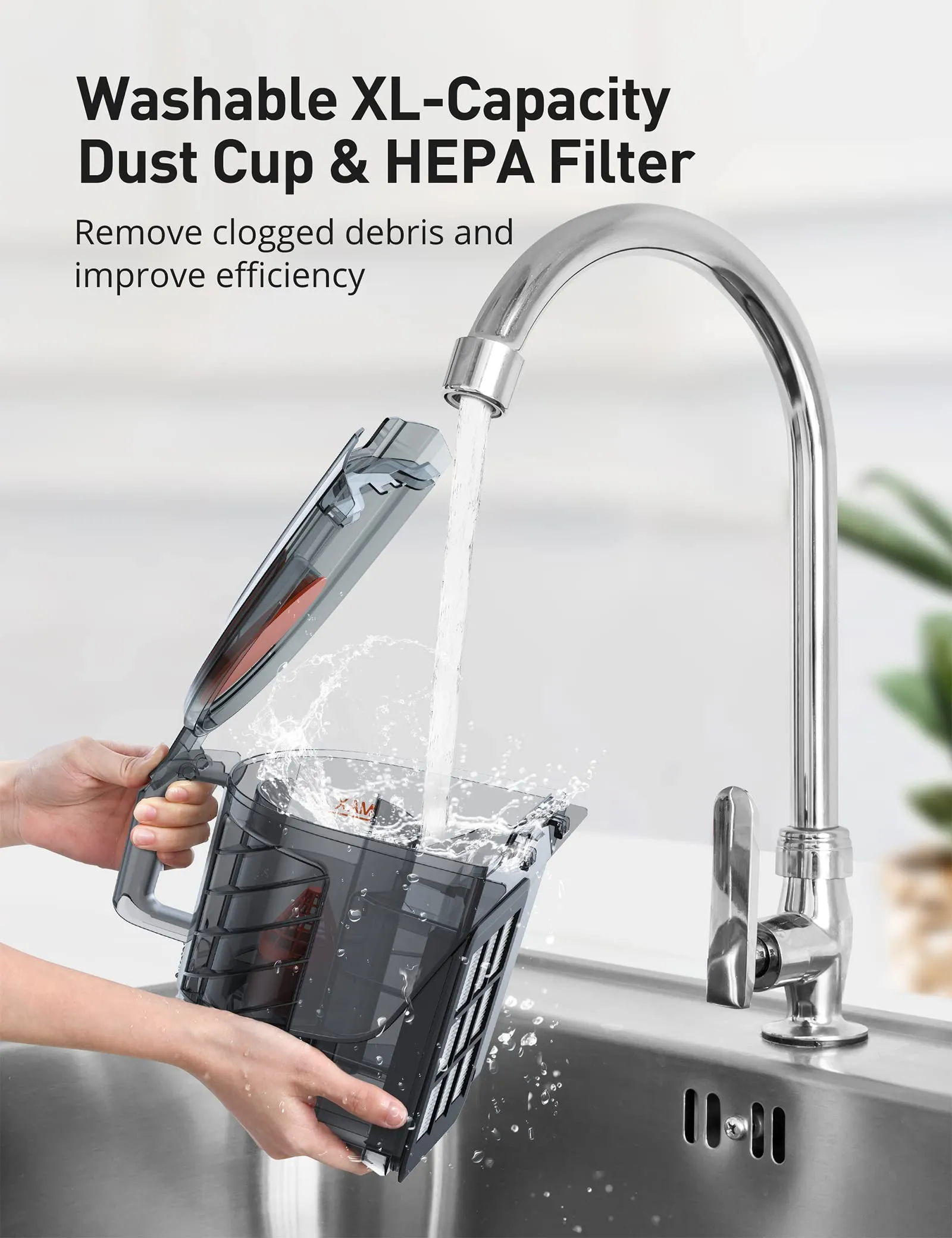 Aspiron 1200W Canister Vacuum Cleaner - Lightweight, Bagless, HEPA Filter, Pet Friendly, 3.7QT - Image 7