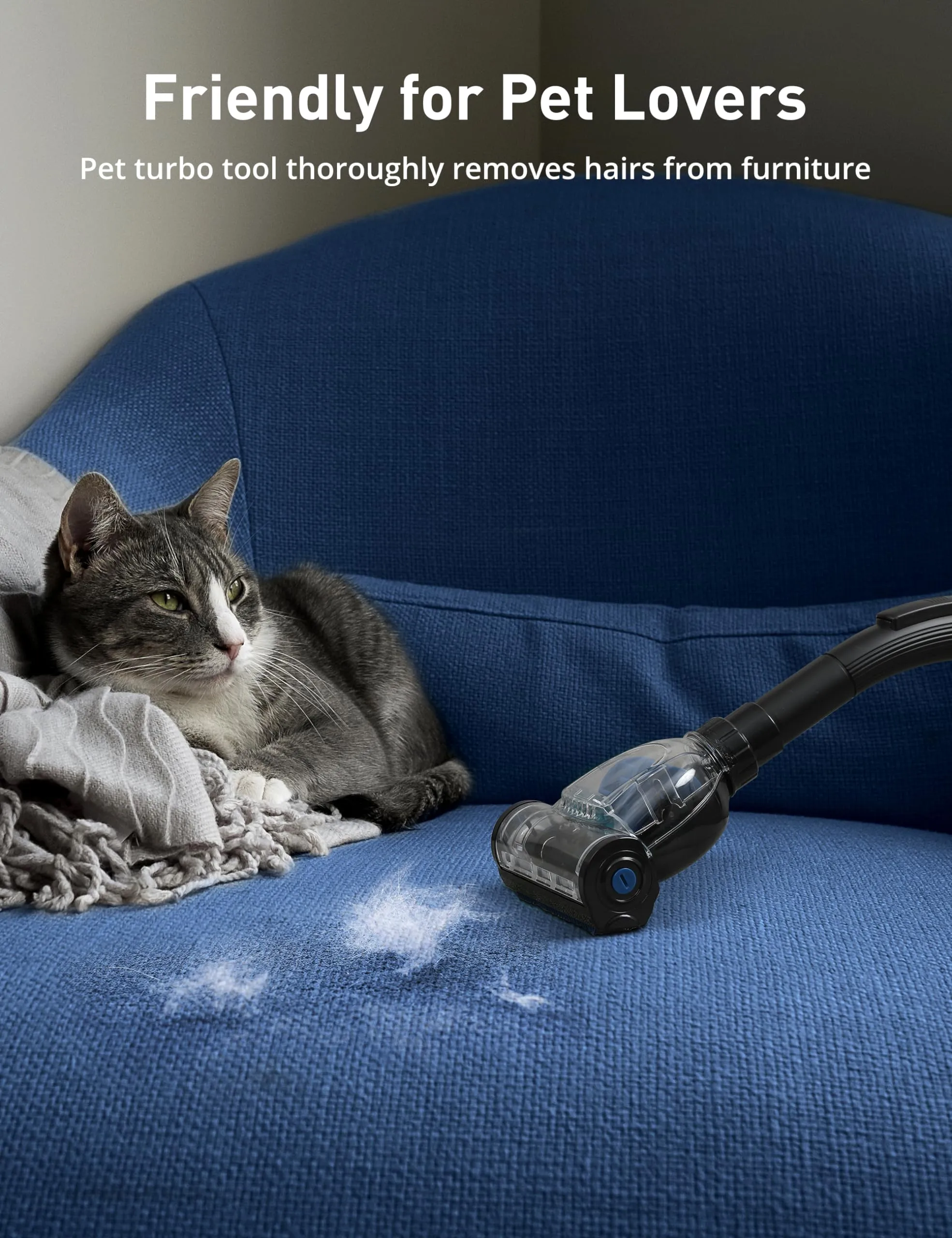 Aspiron 1300W Bagged Canister Vacuum Cleaner - Turbo Brush, 5 Tools, H13 HEPA Filter, Blue - Image 4