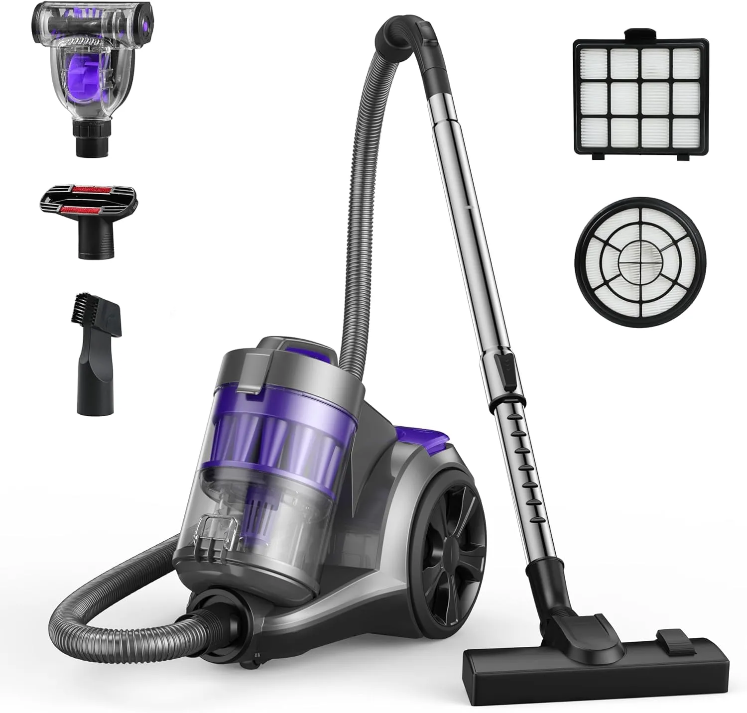 Aspiron 1400W Bagless Vacuum Cleaner with HEPA Filters, 3.5QT Dust Cup, Tools for Pet Hair