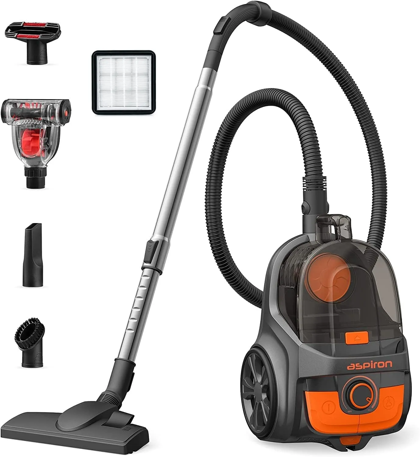 Aspiron Bagless Canister Vacuum Cleaner 3.7QT Dust Capacity, 20ft Cord, Powerful 25Kpa Suction