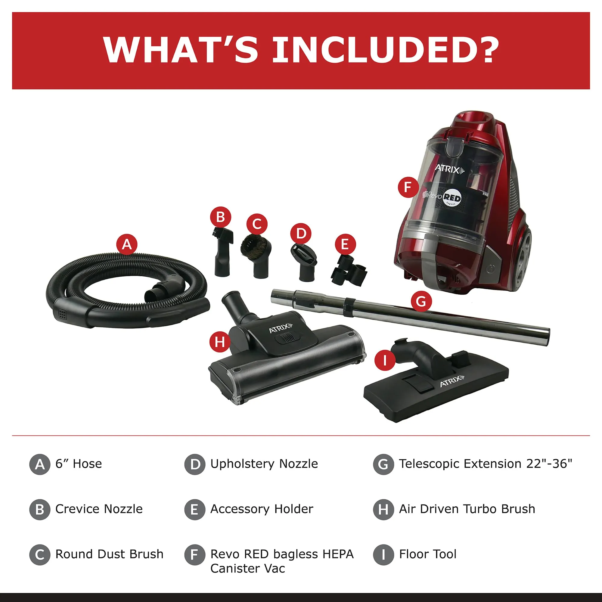 Atrix AHC-RR Revo Red Bagless HEPA 3-Quart Canister Vacuum with Variable Speed Motor - Image 2