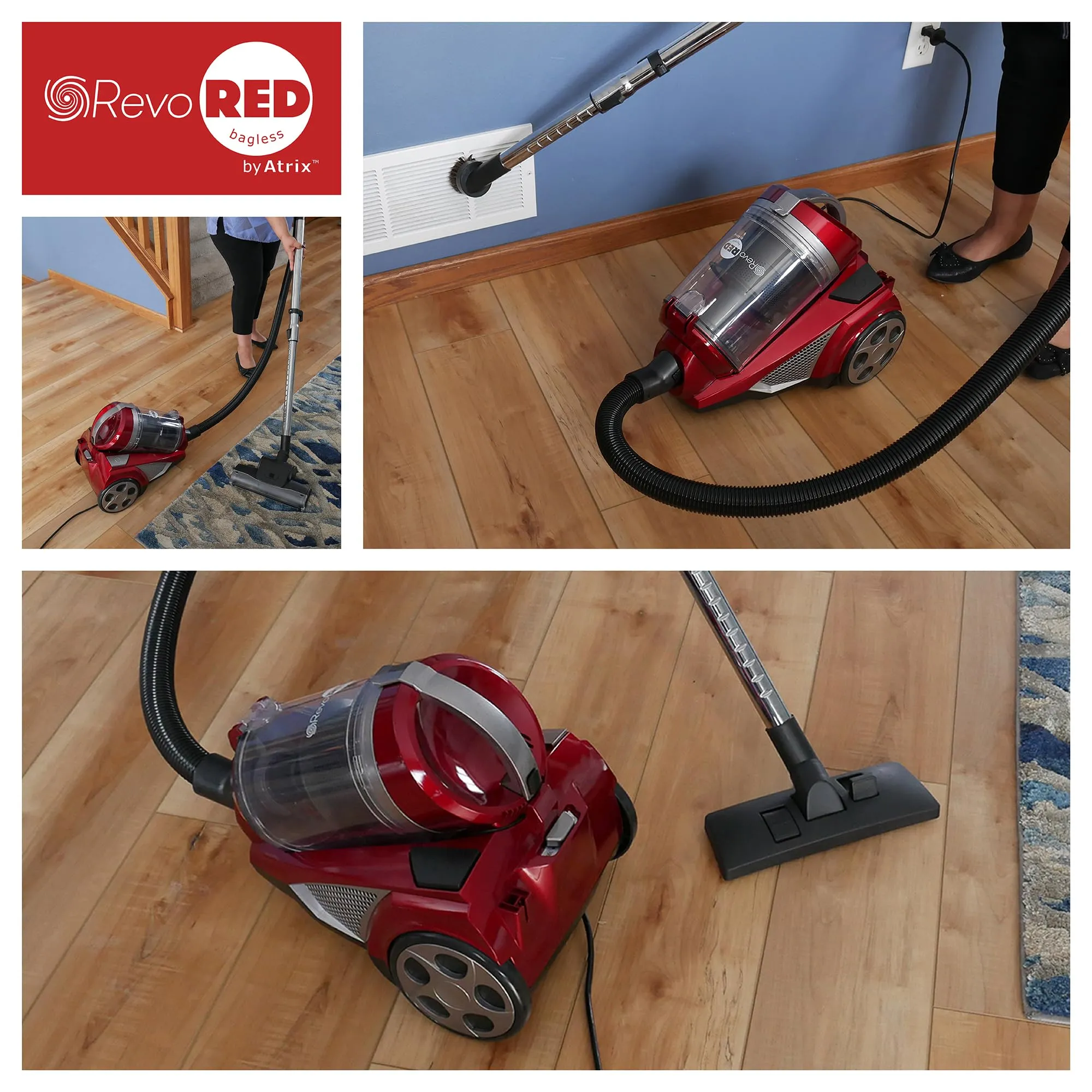 Atrix AHC-RR Revo Red Bagless HEPA 3-Quart Canister Vacuum with Variable Speed Motor - Image 5