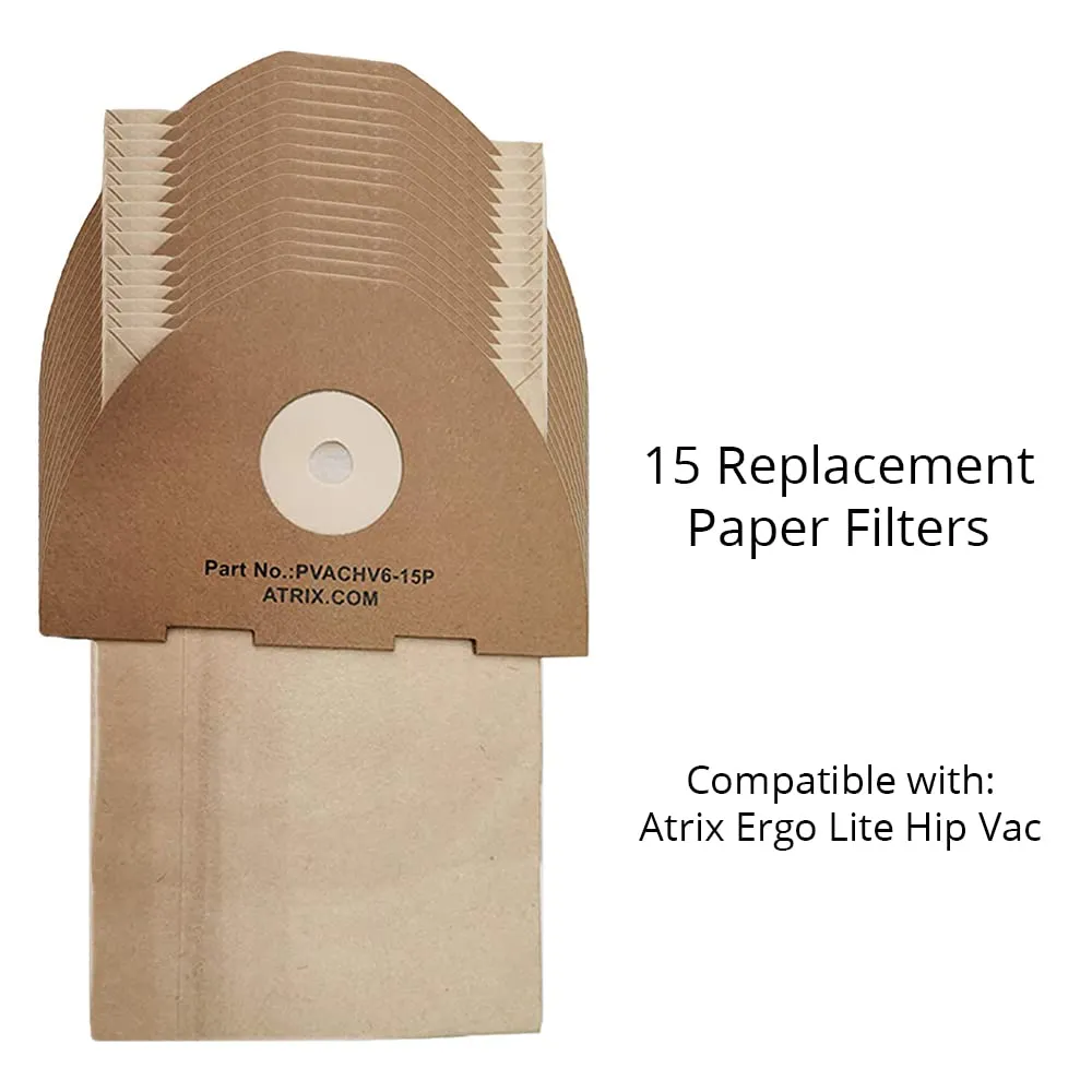 Atrix PVACHV6-15P Paper Filter Bags for Ergo Lite Hip Vacuum - 15 Count, 3 Quart Size - Image 3