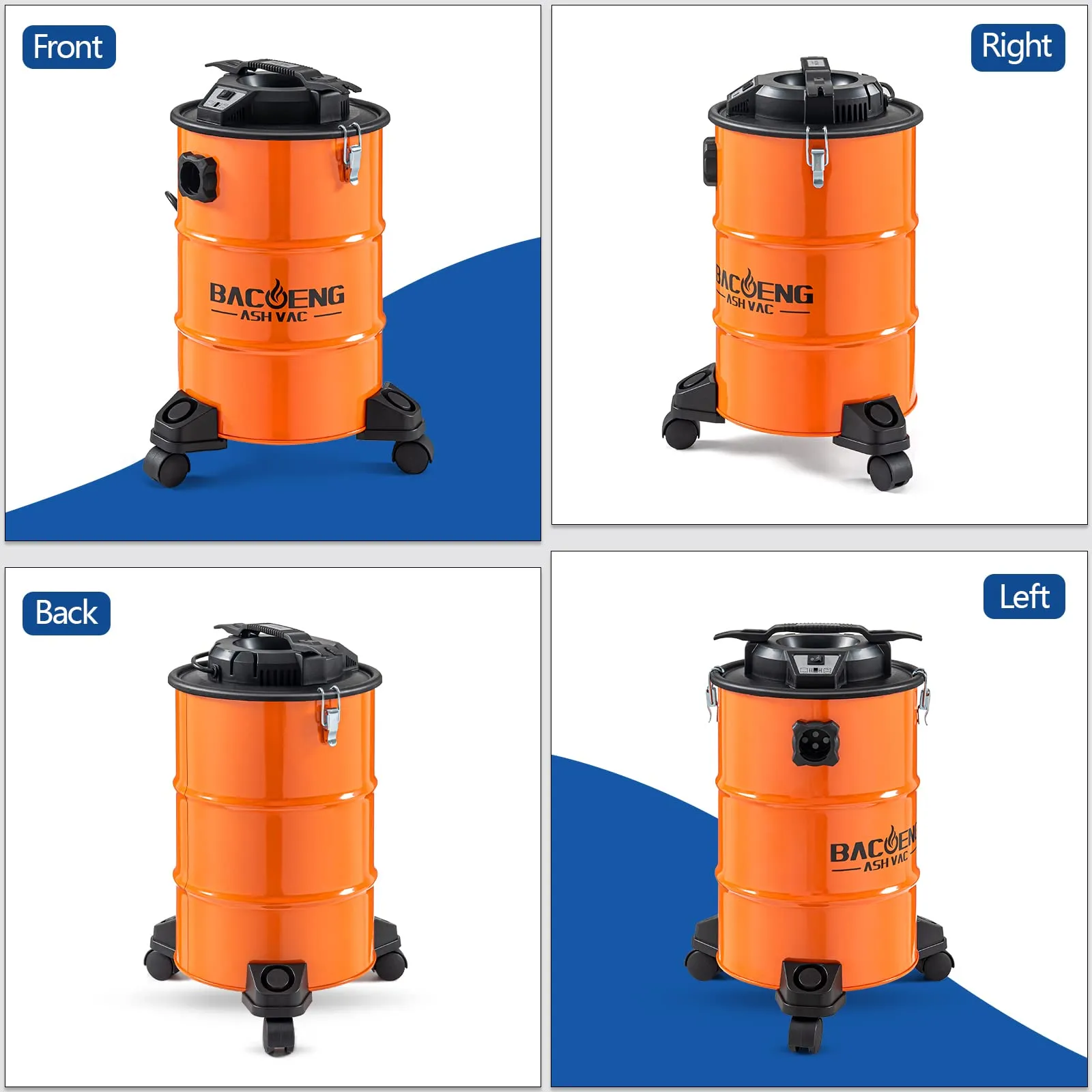 BACOENG 5.3-Gallon Ash Vacuum with 10 Amp Powerful Suction, HEPA Filter & 5FT Metal Hose 3 BACOENG 5.3-Gallon Ash Vacuum with 10 Amp Powerful Suction, HEPA Filter & 5FT Metal Hose - Image 3