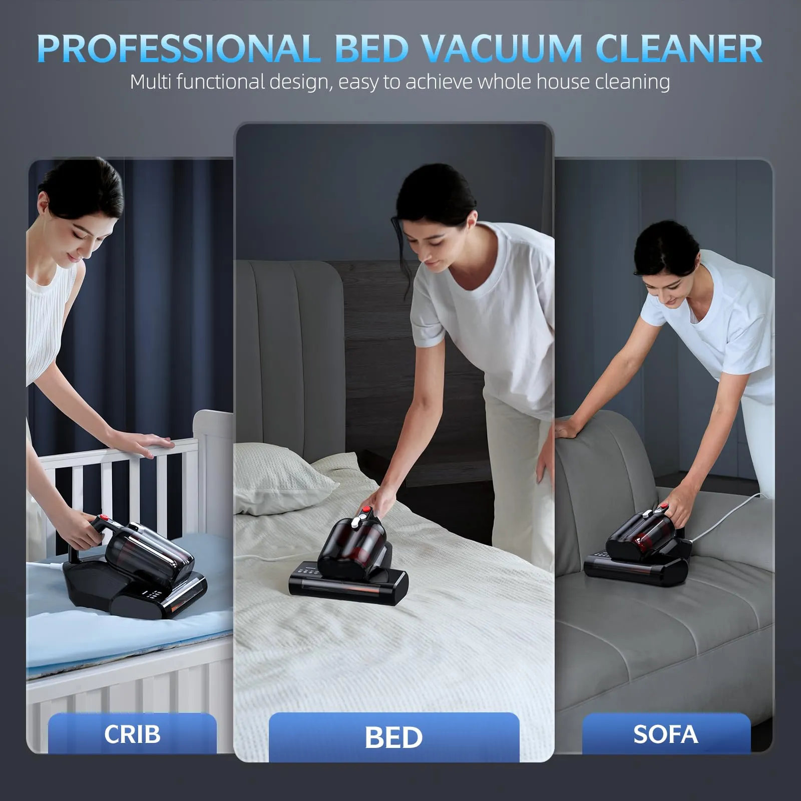 Bed Vacuum Cleaner with 16Kpa Suction, 253.7nm UV-C Light, HEPA Filter, 600W Corded (Ultra-UVC-K16) - Image 8