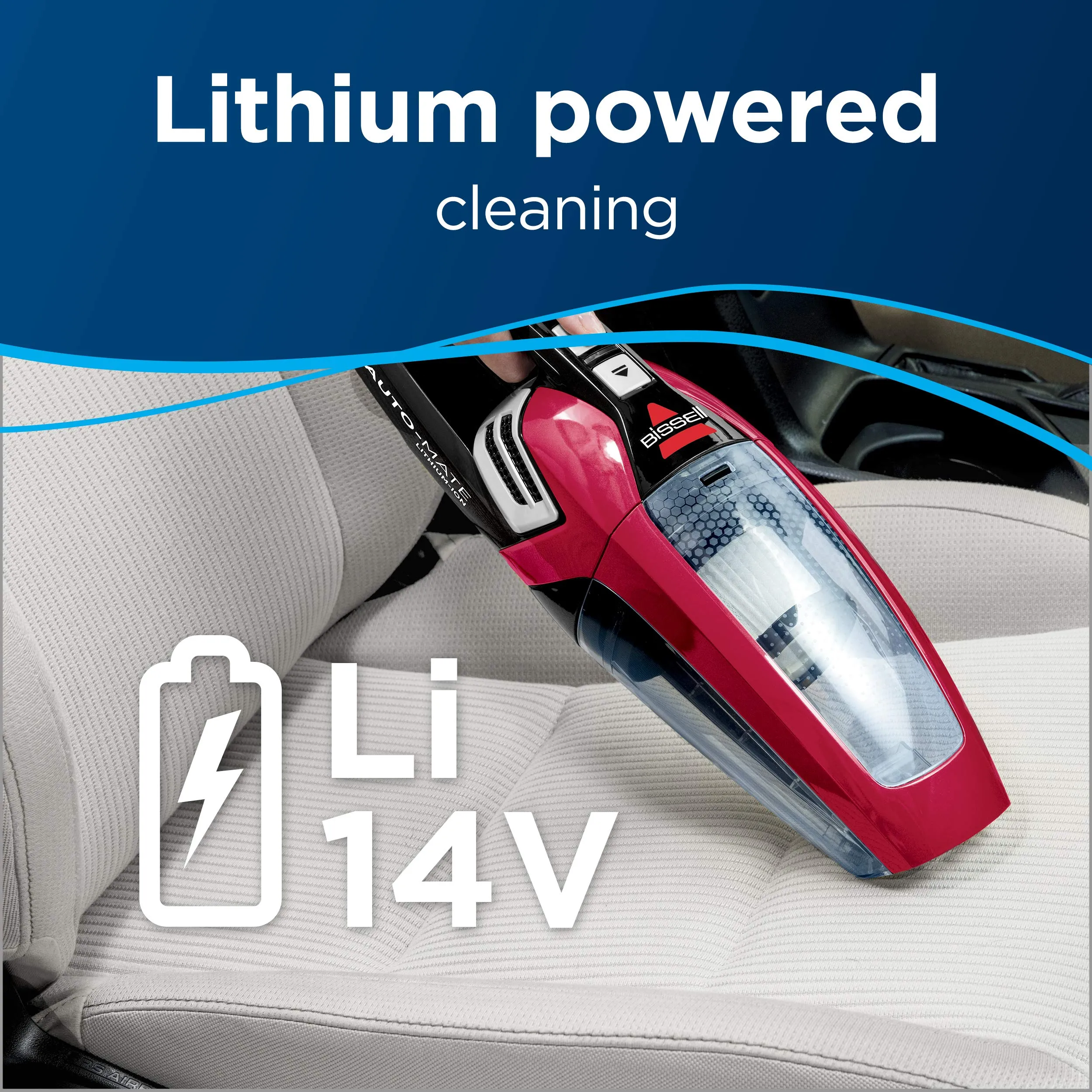 BISSELL AutoMate Lithium Ion Cordless Handheld Car Vacuum, 2284W, Red - Powerful Suction & Tools - Image 3