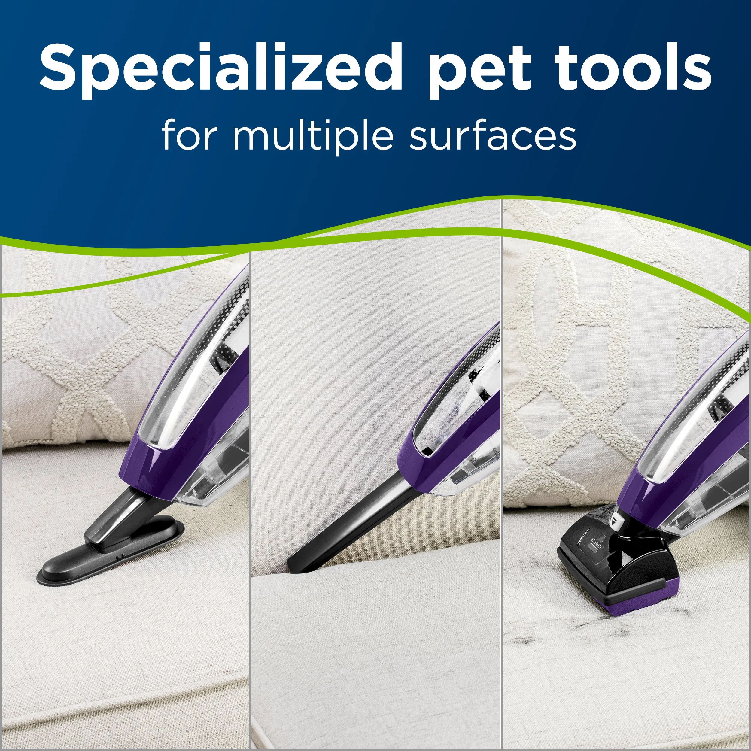 Bissell Pet Hair Eraser Lithium Ion Cordless Hand Vacuum - Purple, 14V Battery, Easy-to-Empty Dirt Tank - Image 6