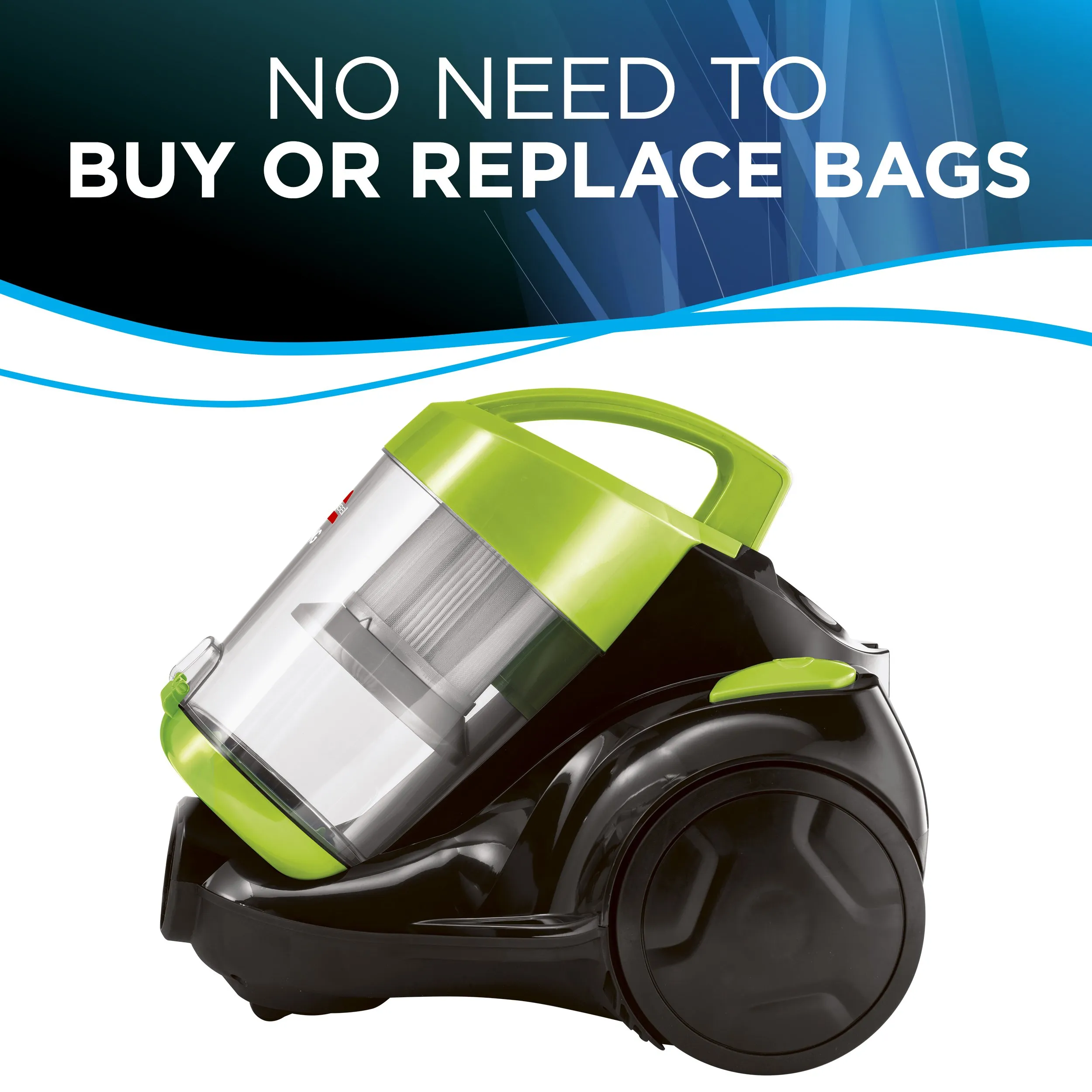 BISSELL Zing Lightweight Bagless Canister Vacuum 2156A in Black/Citrus Lime for Easy Cleaning - Image 2