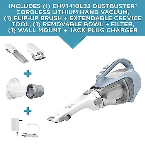 BLACK+DECKER 16V MAX Cordless Hand Vacuum with Charger, Wall Mount & Brush Tool - Powerful Suction - Image 3