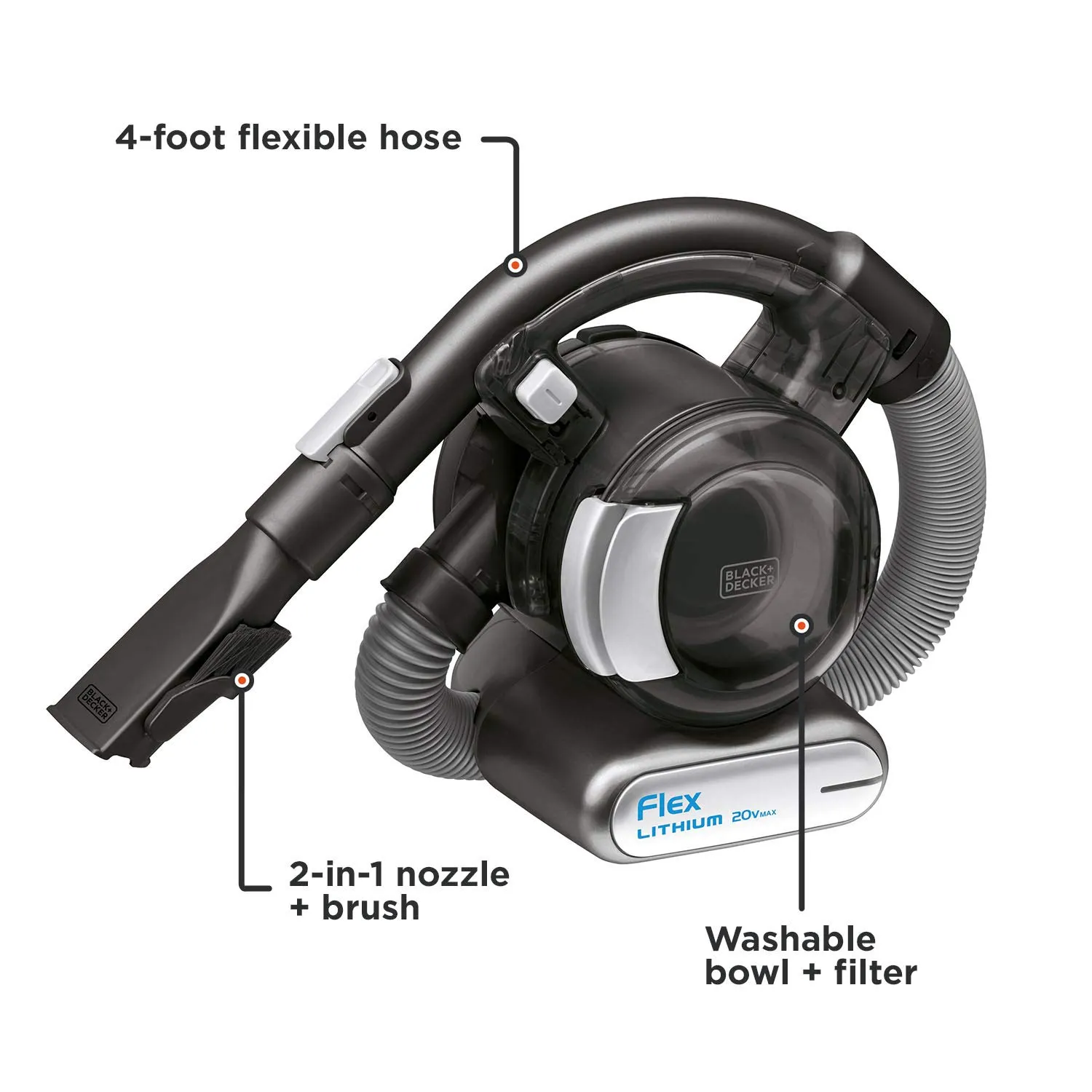 BLACK+DECKER 20V Max Flex Cordless Stick Vacuum with Pet Hair Brush - Versatile & Compact Design - Image 2