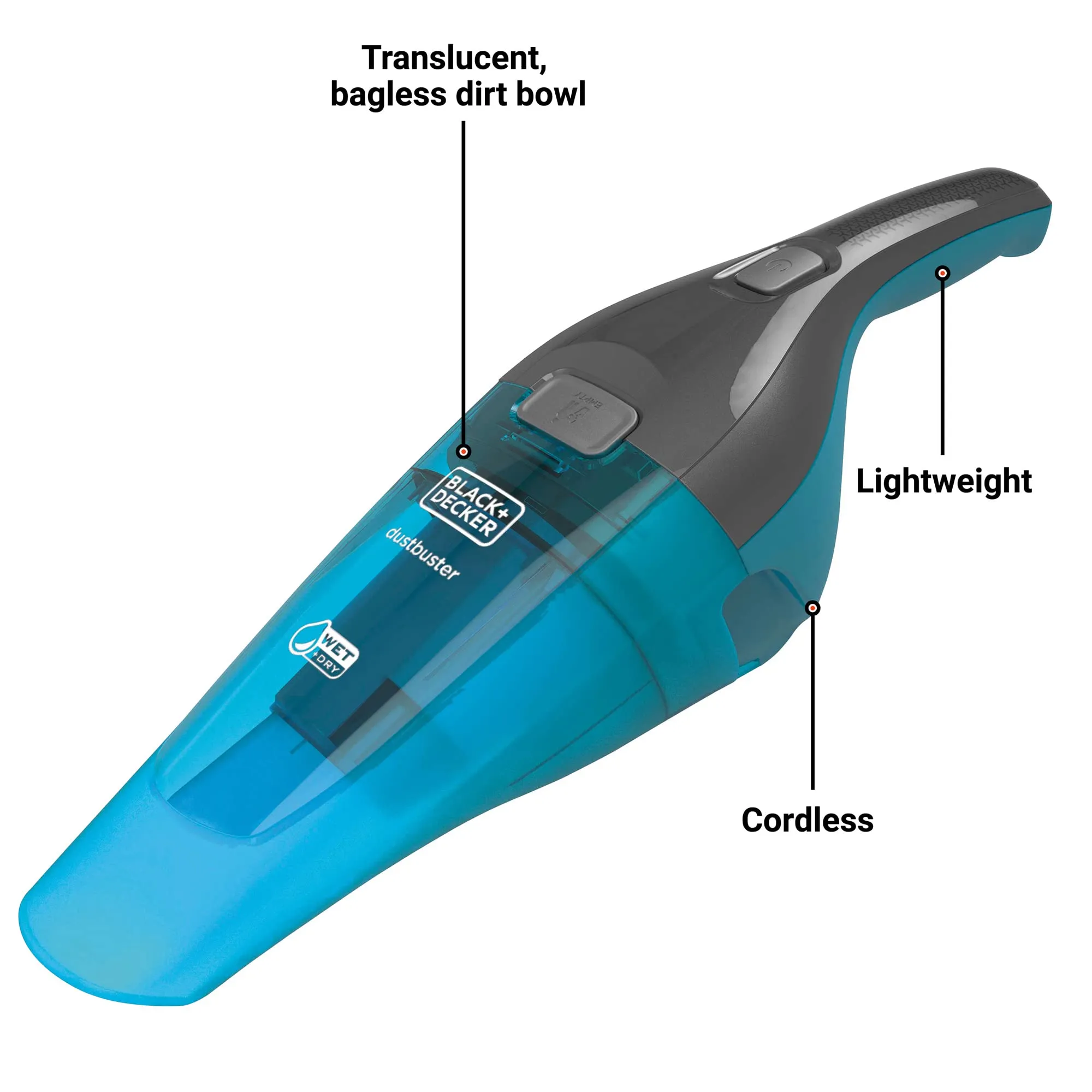 Black+Decker 8V Cordless Wet/Dry Handheld Vacuum - 13 oz Dustbowl, Lightweight, Easy Storage - Image 2