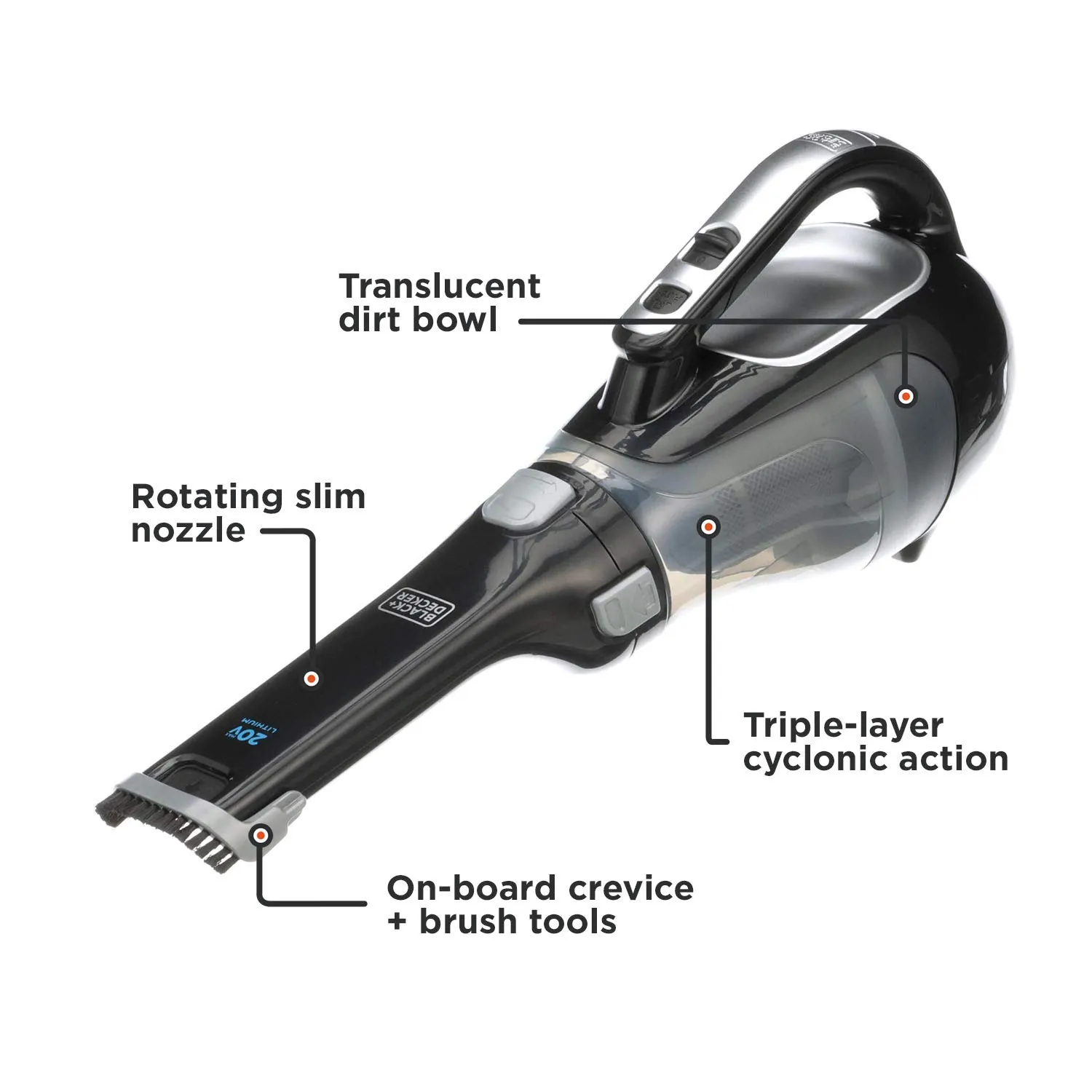 BLACK+DECKER AdvancedClean 20V Cordless Handheld Vacuum for Home and Car, Strong Suction Power - Image 2