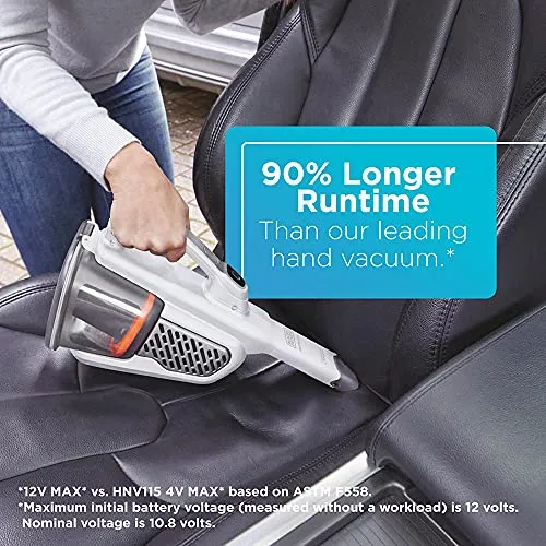 BLACK+DECKER AdvancedClean+ Cordless Handheld Vacuum, 4X Suction Power, White, Extra Long Crevice Tool - Image 5