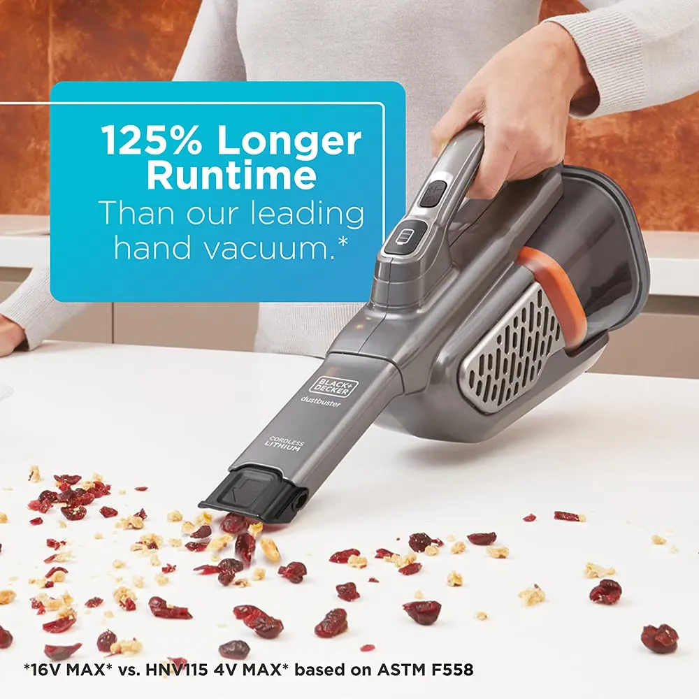 BLACK+DECKER Cordless Dusbuster Vacuum, Gray, 4X Suction Power, XL Dustbin, 2 Speed Modes - Image 5