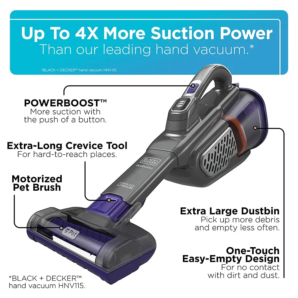 BLACK+DECKER dustbuster furbuster AdvancedClean+ Cordless Pet Handheld Vacuum, 20V MAX, Lightweight 2 BLACK+DECKER dustbuster furbuster AdvancedClean+ Cordless Pet Handheld Vacuum, 20V MAX, Lightweight - Image 2