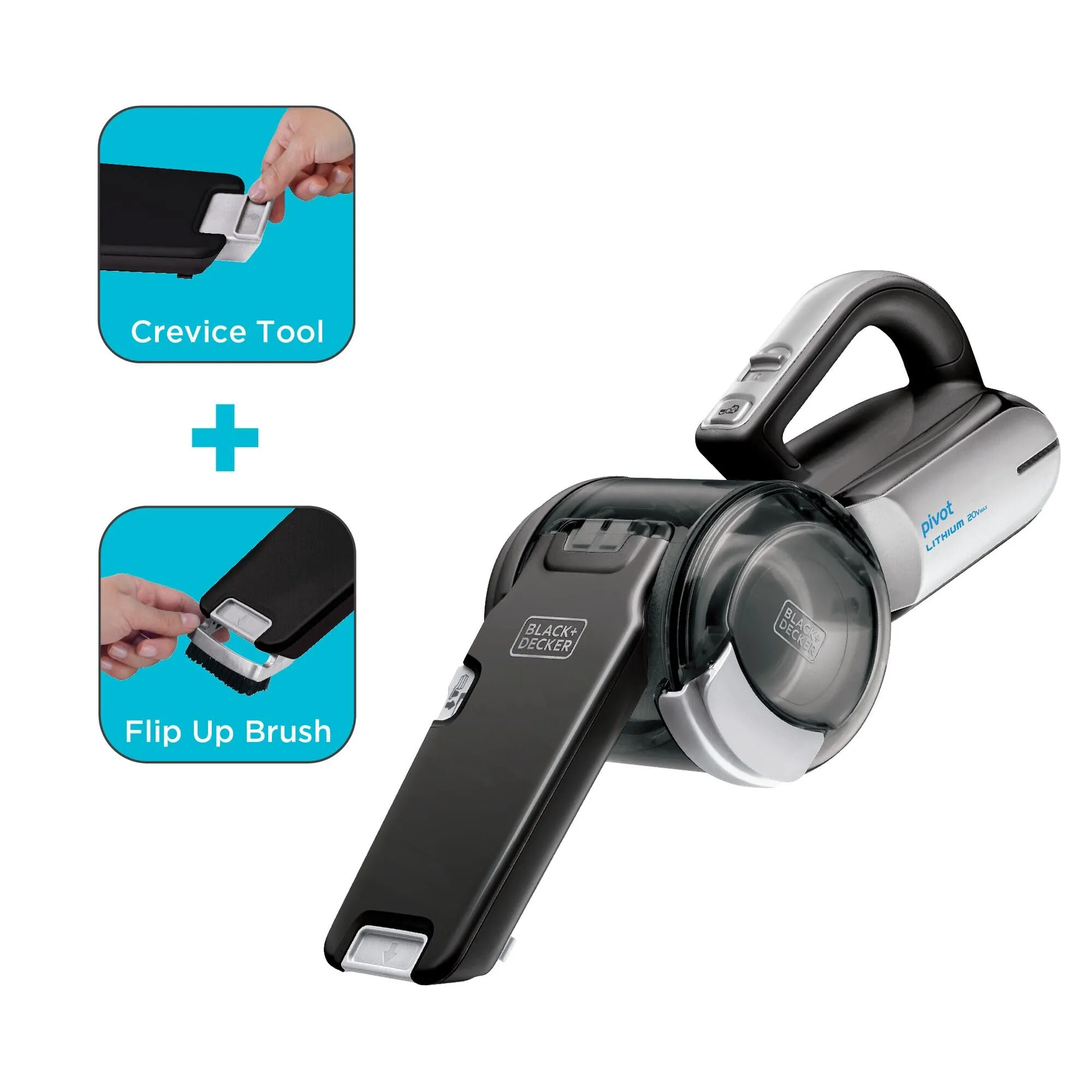 BLACK+DECKER dustbuster PIVOT VAC Cordless Handheld Vacuum with Crevice Tool, 15oz Capacity - Image 2