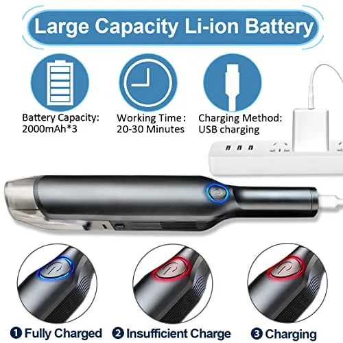 Cordless Rechargeable Mini Car Vacuum Cleaner with Powerful Suction for Pet Hair & Home Cleaning - Image 5