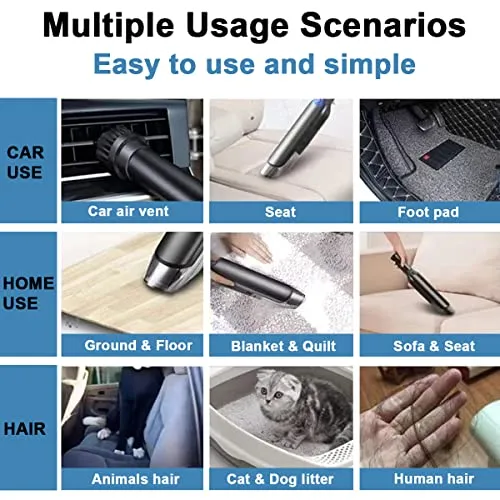 Cordless Rechargeable Mini Car Vacuum Cleaner with Powerful Suction for Pet Hair & Home Cleaning - Image 8