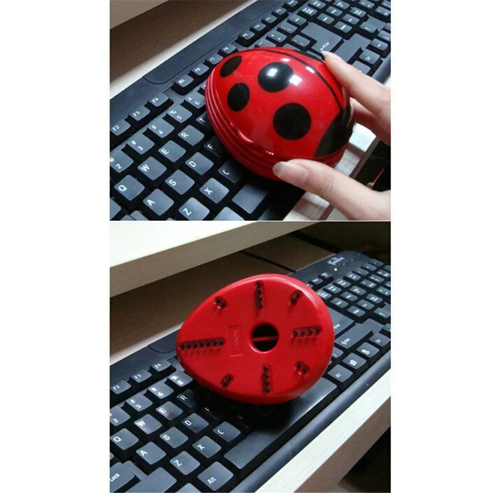 Cute Portable Beetle Ladybug Mini Handheld Vacuum Cleaner - Red Desktop Crumb Sweeper for Office - Image 5