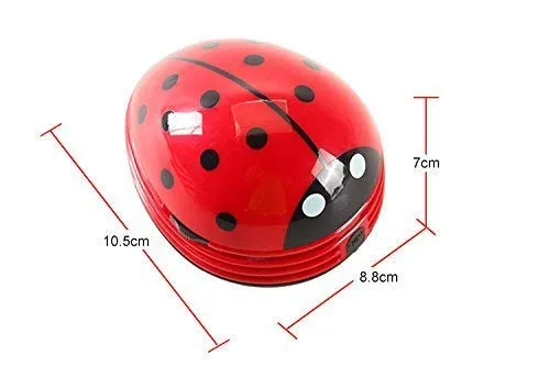 Cute Portable Beetle Ladybug Mini Handheld Vacuum Cleaner - Red Desktop Crumb Sweeper for Office - Image 7