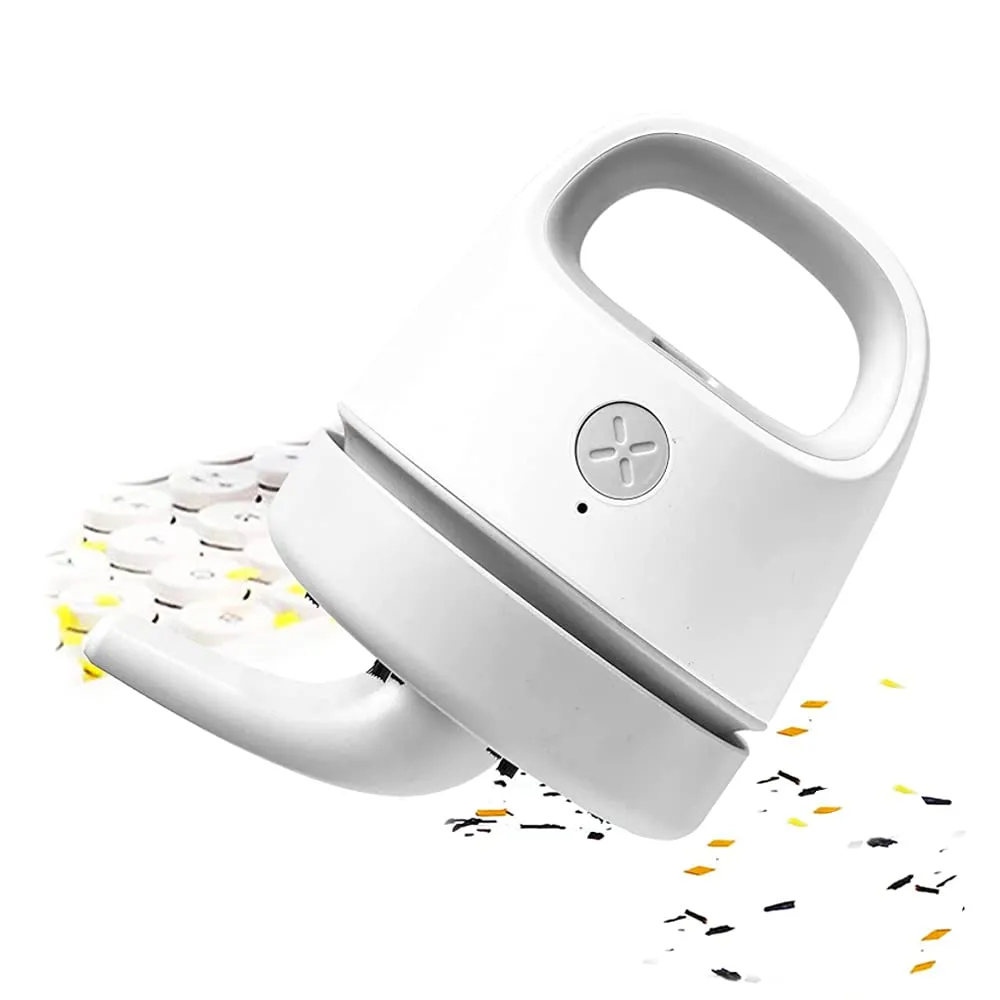 Desktop Vacuum Cleaner USB Rechargeable, Mini Dual Mode Suction for Dust, Keyboards & Pet Hair