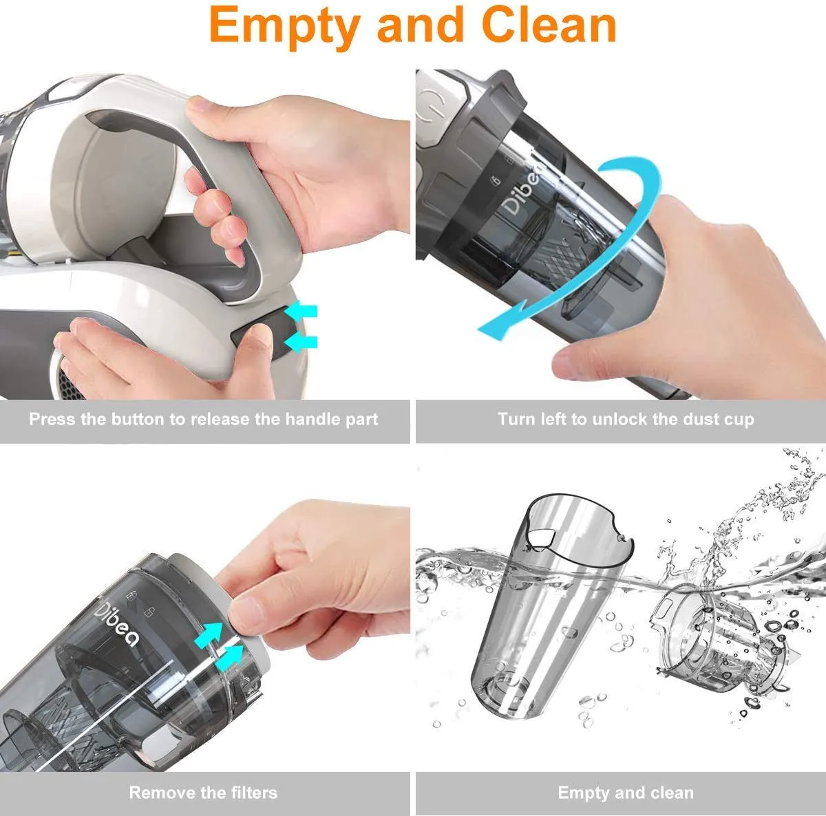 Dibea Bed Vacuum Cleaner with Roller Brush Corded Handheld in White - Perfect for Allergy Relief - Image 5