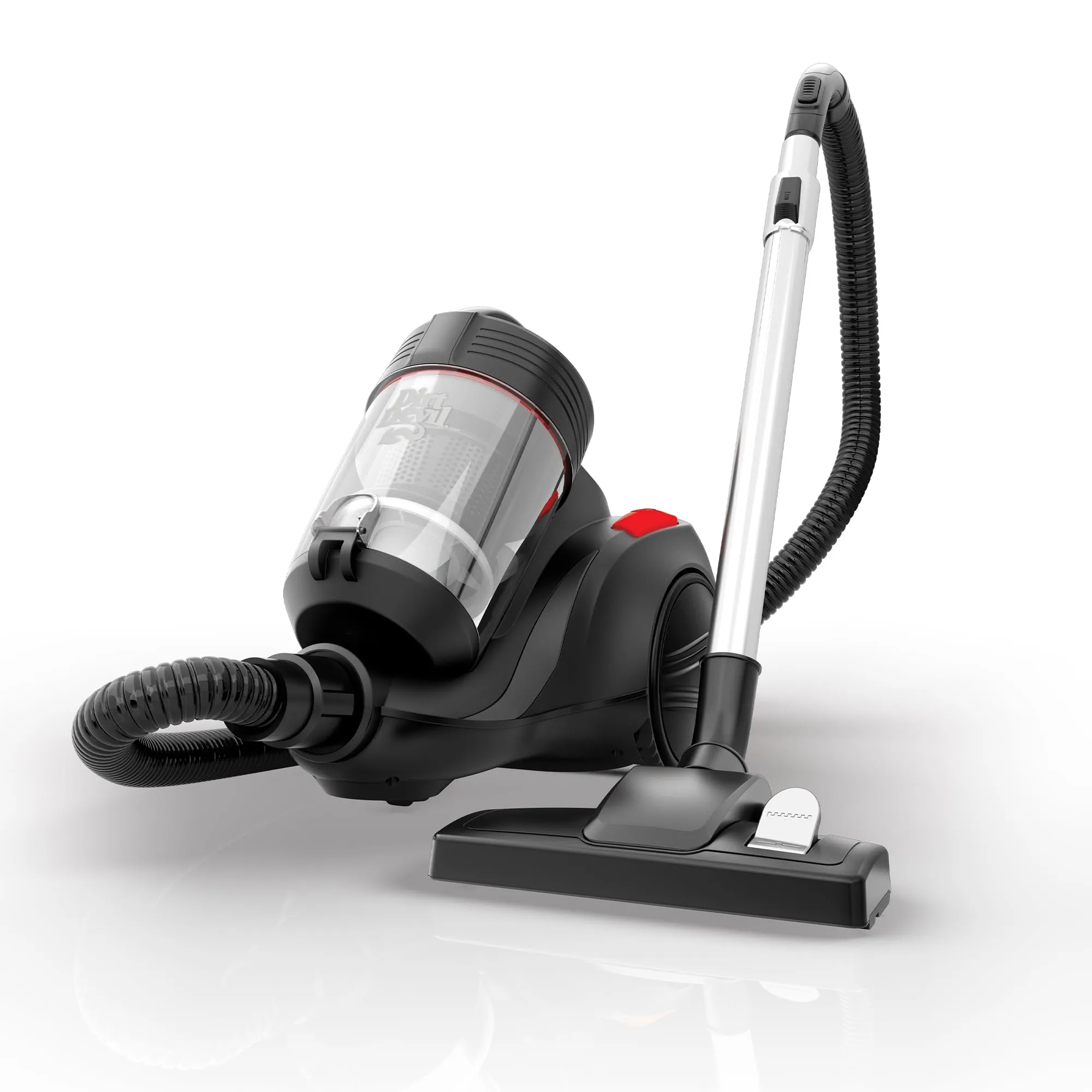 Dirt Devil Bagless Canister Vacuum Cleaner, Powerful Suction, Cord Rewind, Lightweight, Black