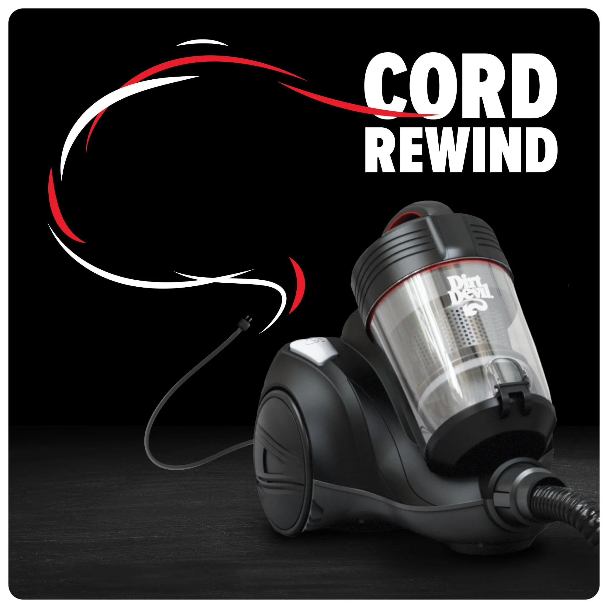 Dirt Devil Bagless Canister Vacuum Cleaner, Powerful Suction, Cord Rewind, Lightweight, Black - Image 5