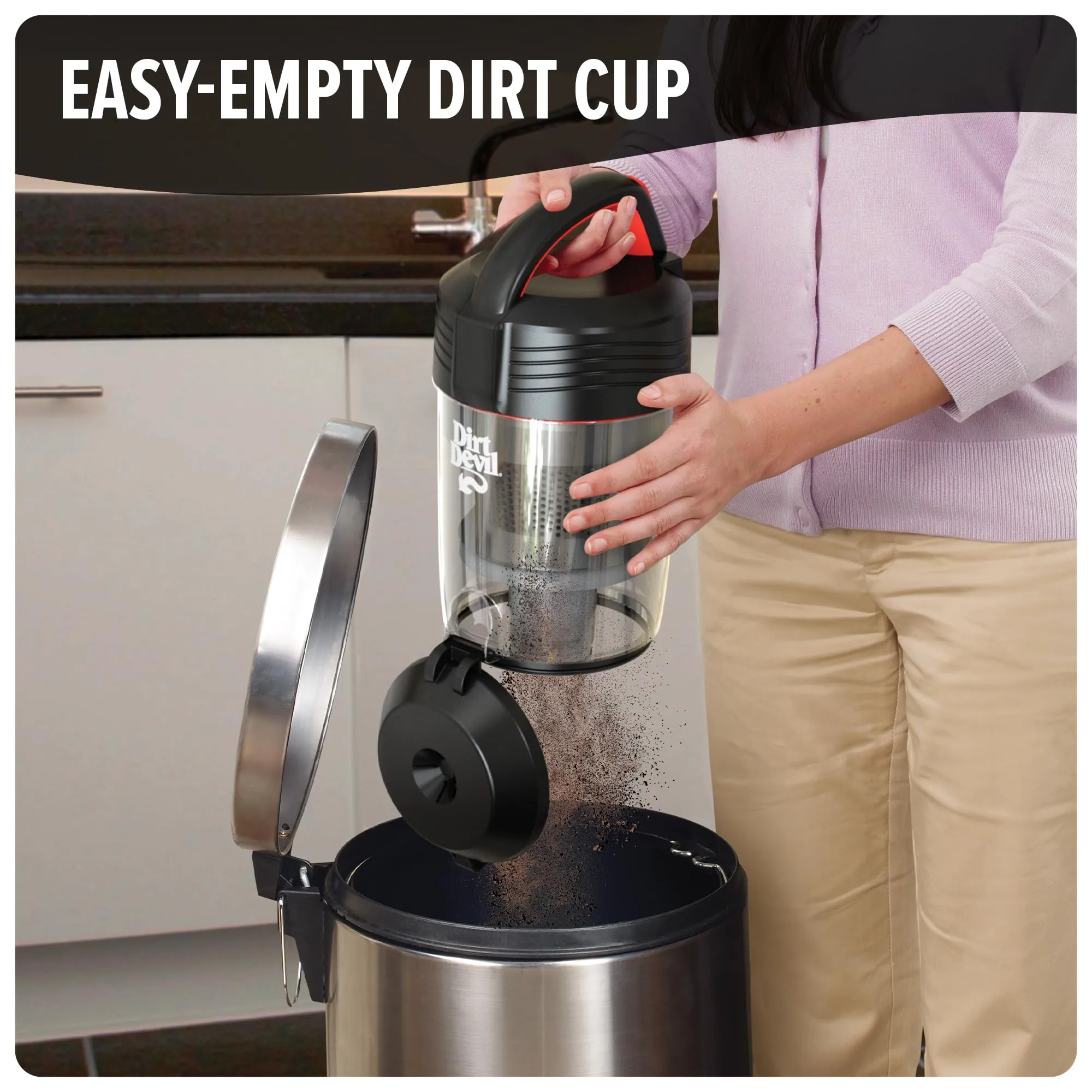 Dirt Devil Bagless Canister Vacuum Cleaner, Powerful Suction, Cord Rewind, Lightweight, Black - Image 6