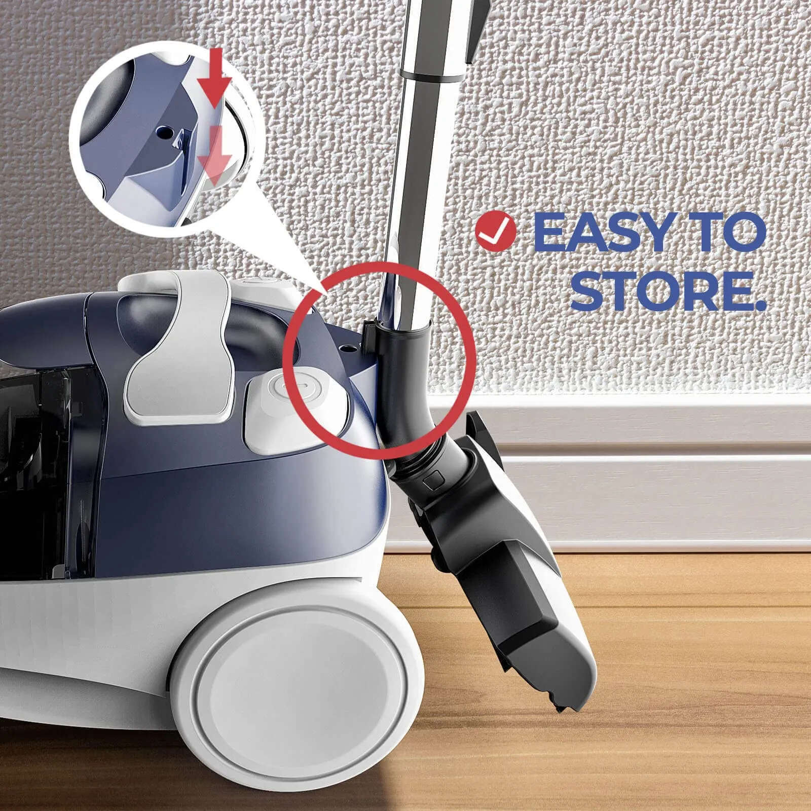 DoubleDown Canister Vacuum Cleaner UC601, Bagless, Duo HEPA Filter, Auto Rewind, 800W - Image 5