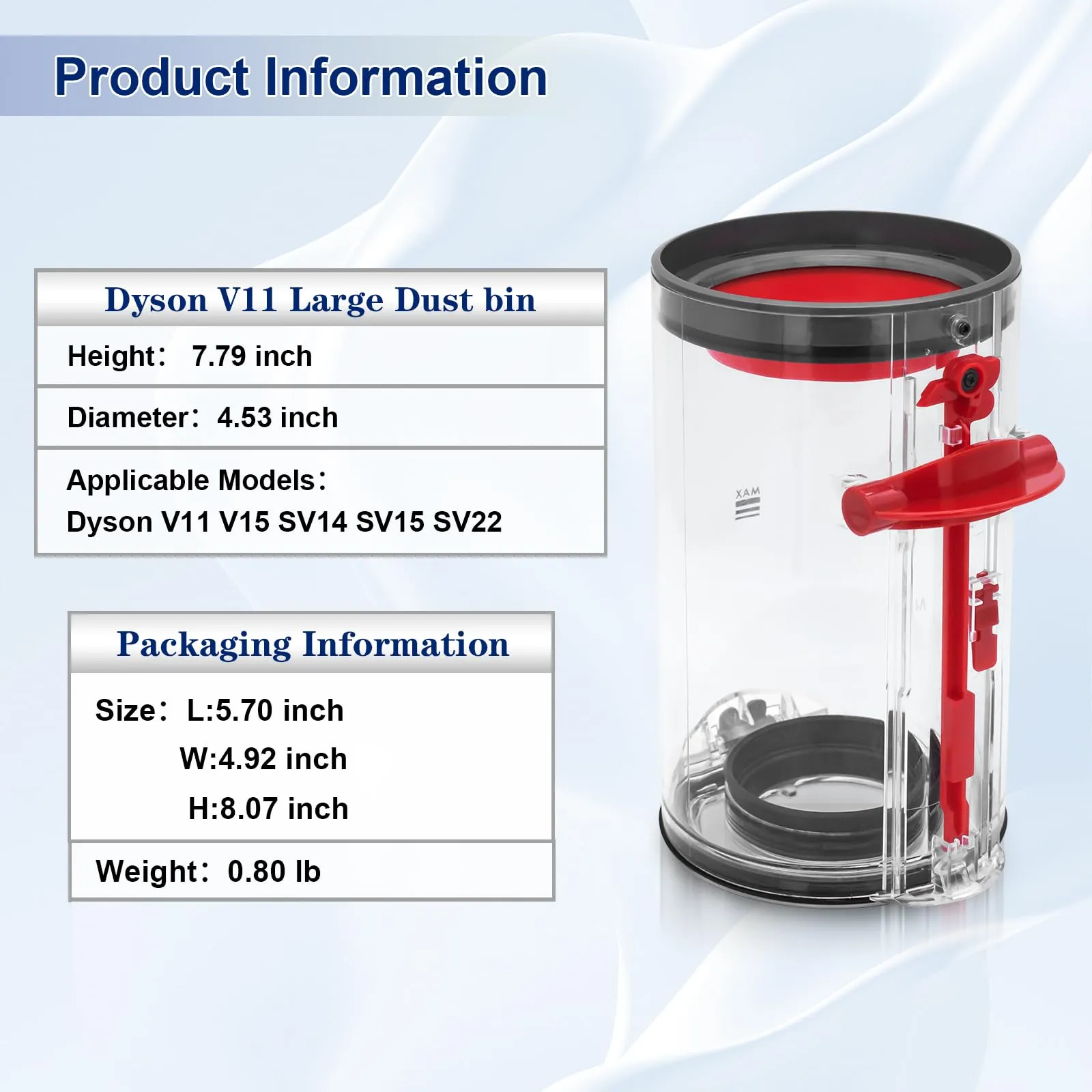 Dust Bin for Dyson V11 V15 SV14 SV15 SV22 - Large Replacement Canister Compatible Part No. 970050-01 - Image 7