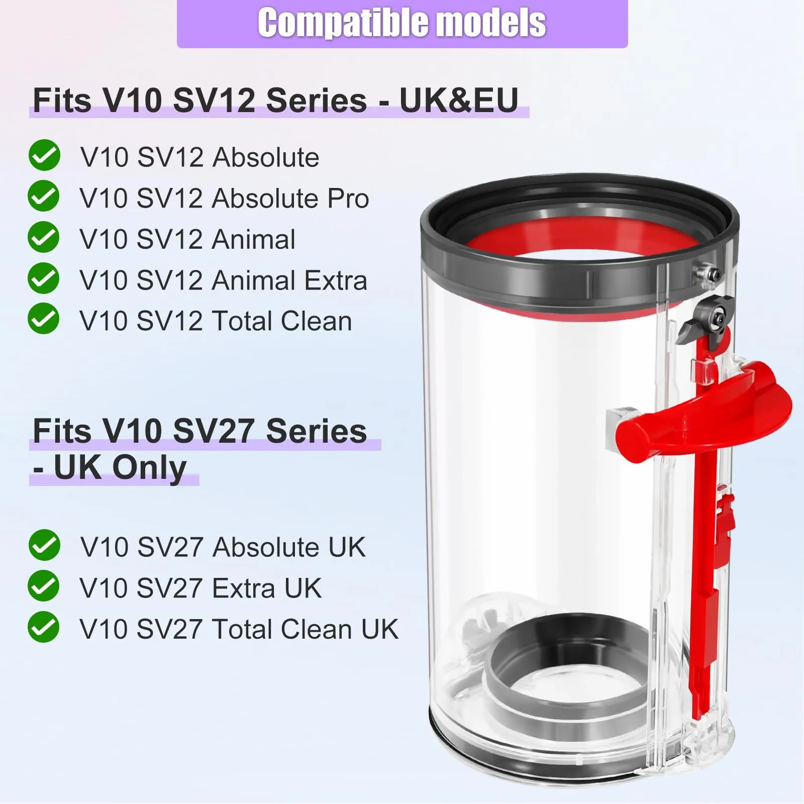 Dust Bin Replacement for Dyson V10 (SV12) Absolute Animal Vacuum Cleaner - Durable & Easy Install - Image 3