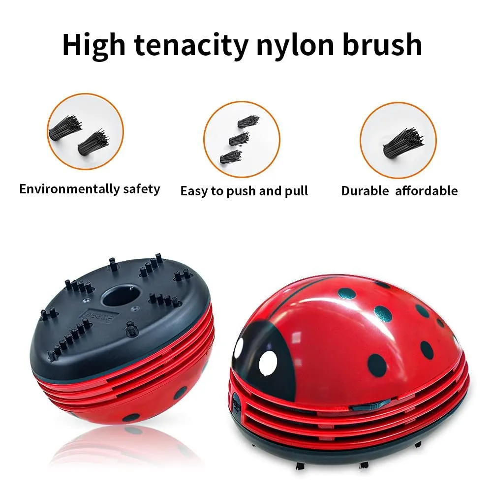 E ECSEM Cute Portable Cartoon Mini Desktop Vacuum Cleaner - Red - Handheld Dust Crumb Sweeper - Image 6