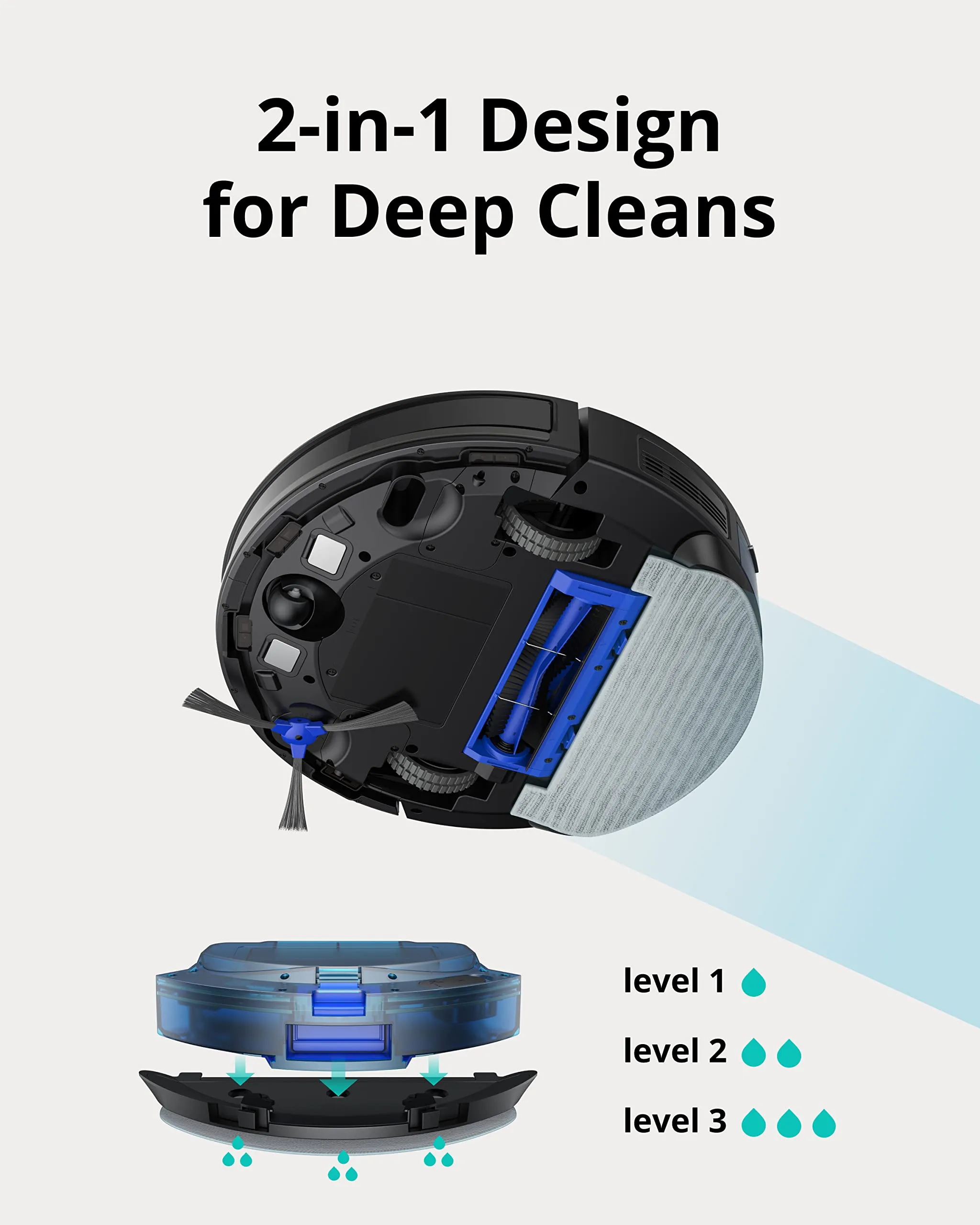 Eufy Clean G40 Hybrid+ Robot Vacuum & Mop, 2500Pa Suction, Self ...