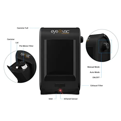 EyeVac Pro Touchless Vacuum - 1400W Automatic Dustpan for Home & Salon - Black, Bagless 5 EyeVac Pro Touchless Vacuum - 1400W Automatic Dustpan for Home & Salon - Black, Bagless - Image 5