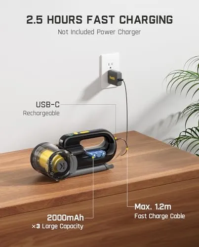 Fanttik Fold V10 Mate Pivot Car Vacuum, 14000Pa Cordless Vacuum with LED Display & Light, 16.9 oz - Image 6