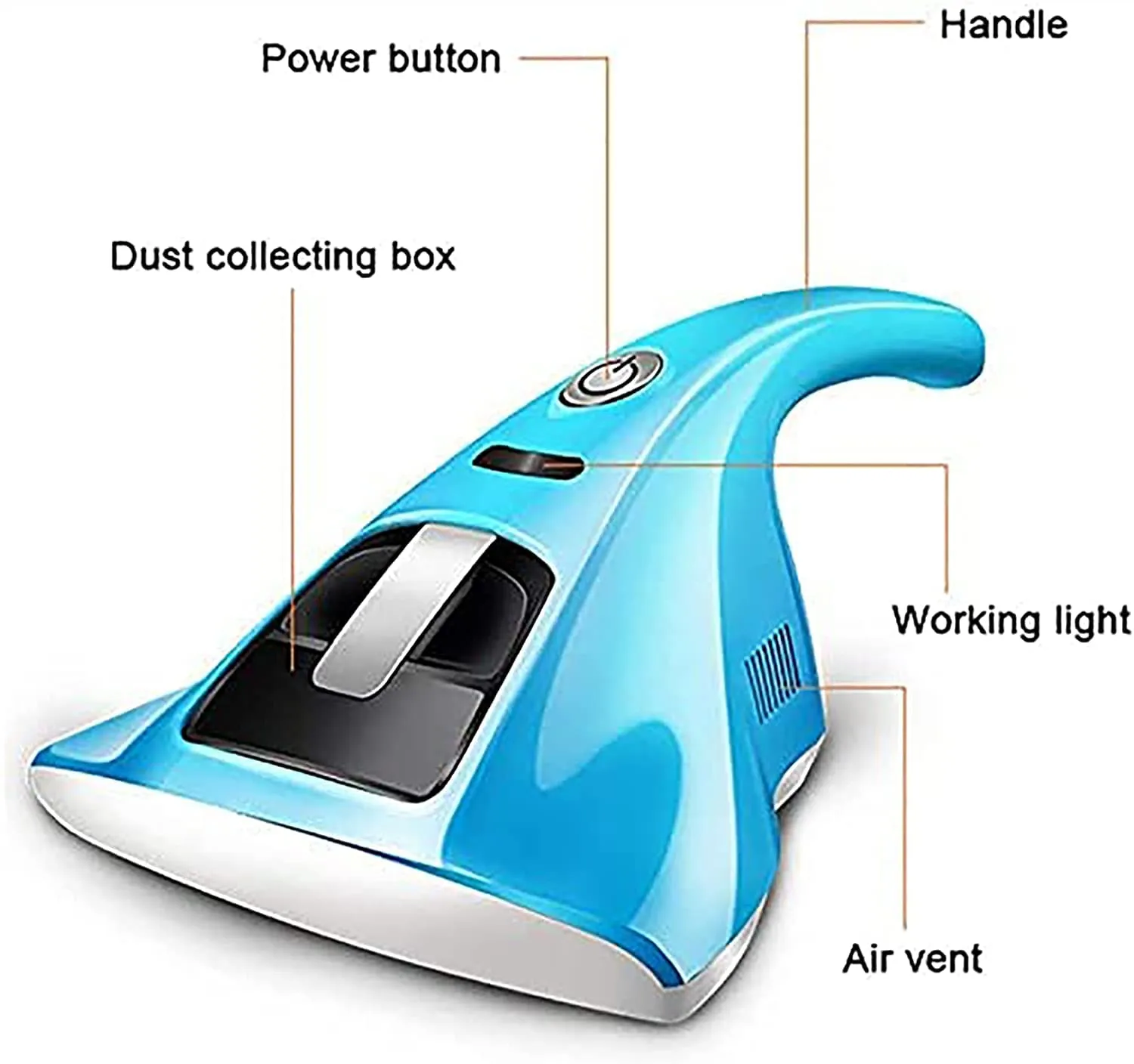 Flyingqin Handheld Vacuum Cleaner 12KPa Suction for Mattresses Sofas Bed, Lightweight Blue Design 4 Flyingqin Handheld Vacuum Cleaner 12KPa Suction for Mattresses Sofas Bed, Lightweight Blue Design - Image 4